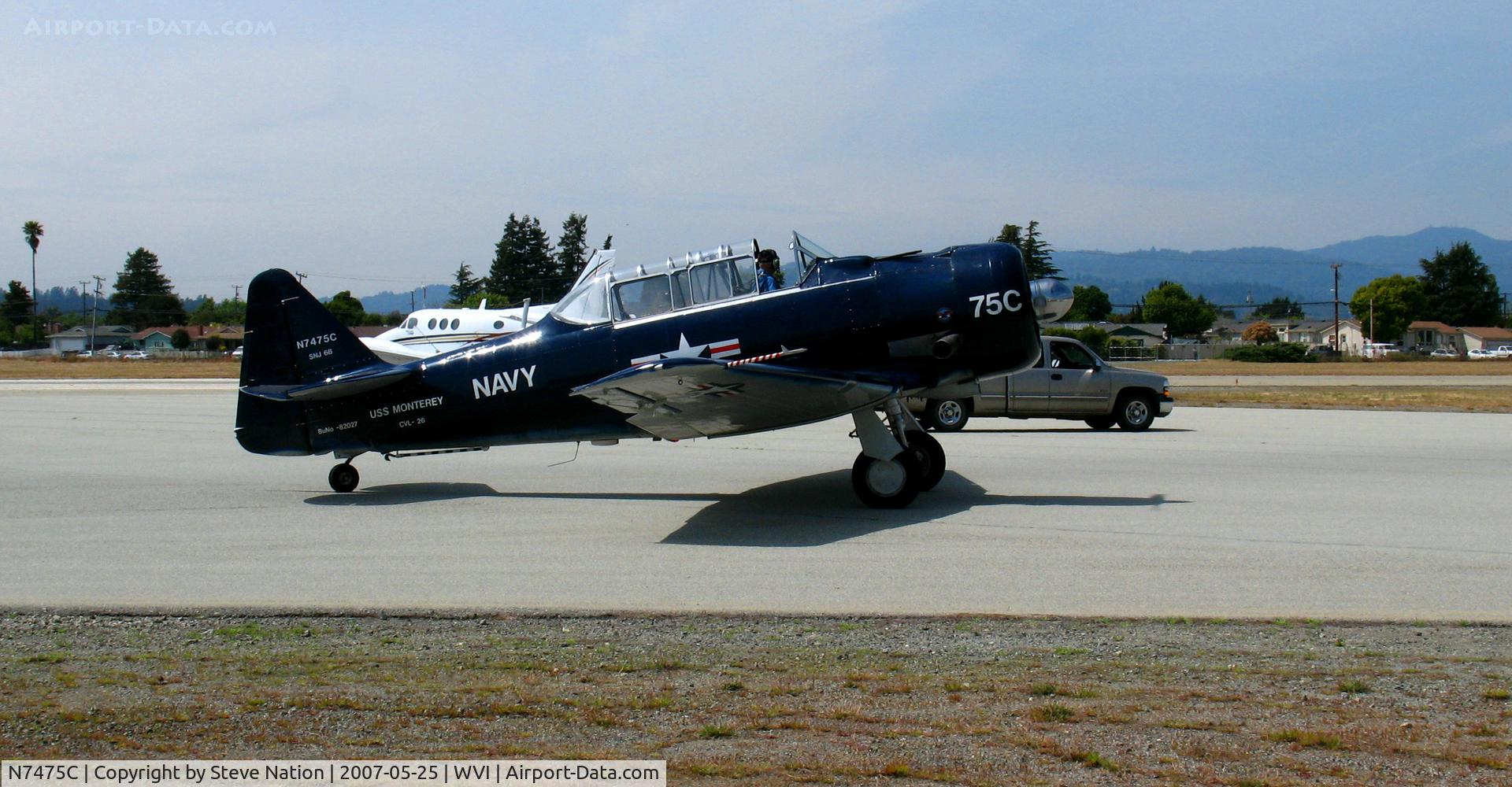 N7475C, North American AT-6F Harvard 4 C/N 44-82027, North American AT-6F taxying in @ Watsonville, CA airshow