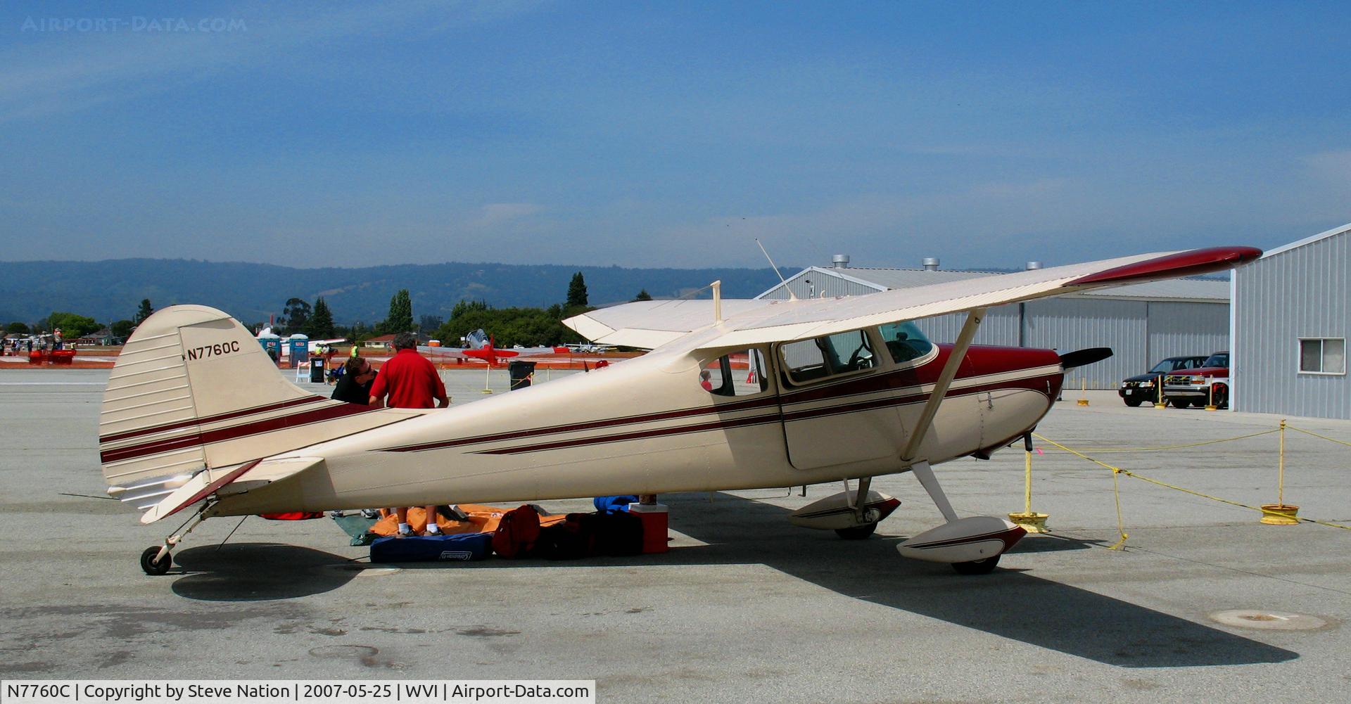 N7760C, Cessna 170B C/N 20520, Recently restored Cessna 170B taxying @ Watsonville, CA airshow