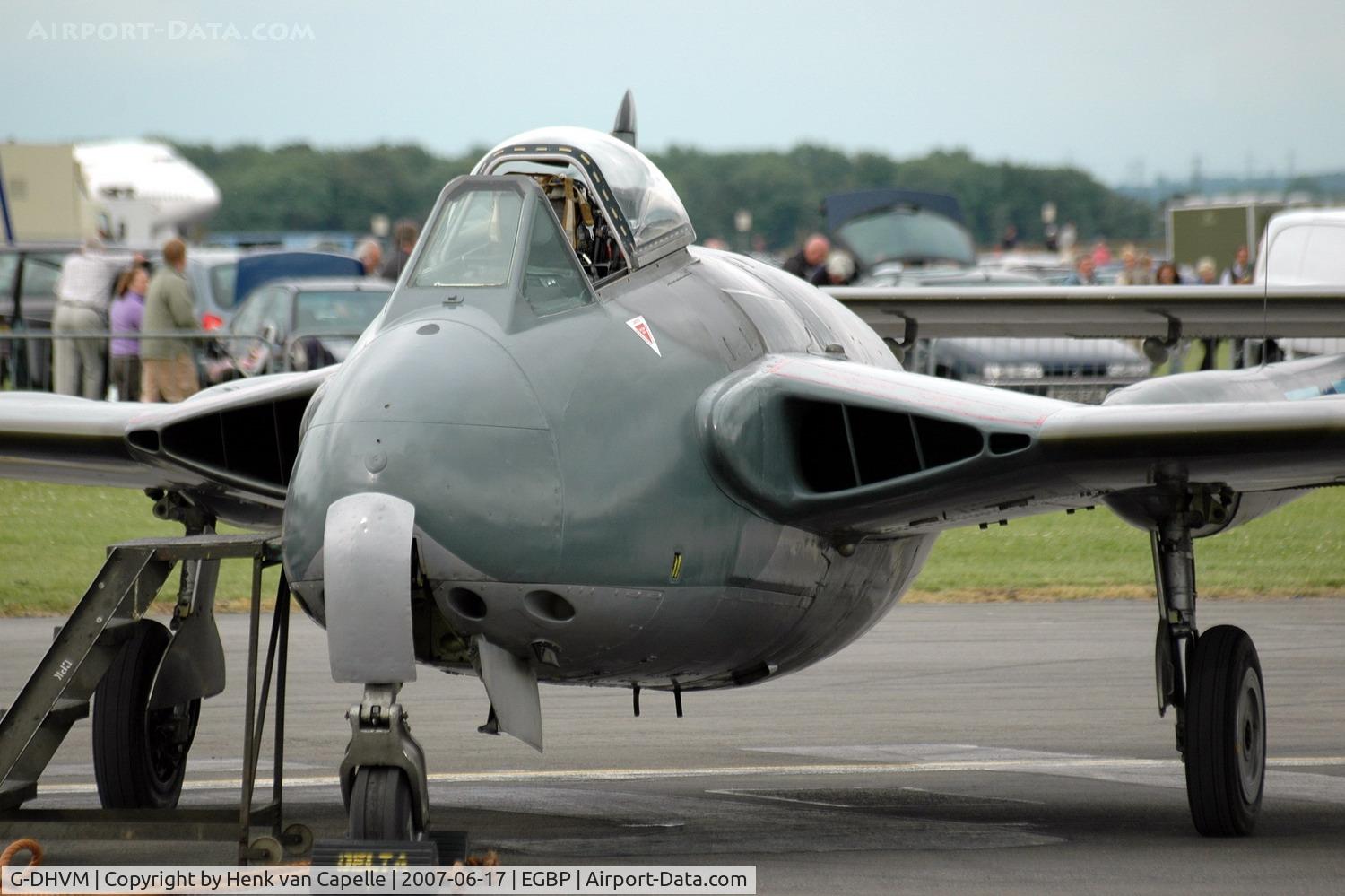 G-DHVM, 1954 De Havilland (F+W Emmen) DH-112 Venom FB.50 C/N 752, Venom WR470 at Kemble. Ex Swiss Air Force.