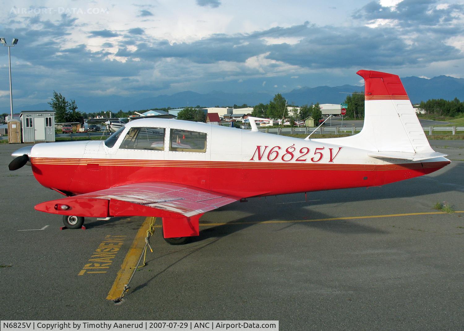 N6825V, 1971 Aerostar M-20E Aerostar 201 C/N 21-0008, General Aviation Parking area at Anchorage International