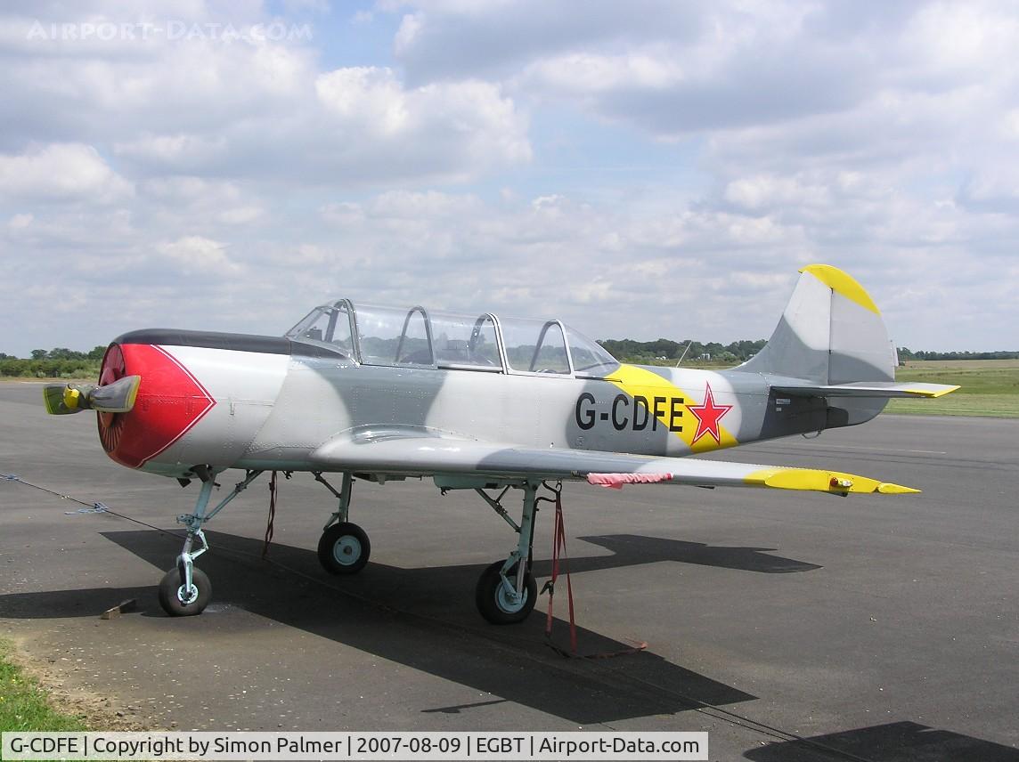 G-CDFE, 1985 Bacau Yak-52 C/N 855712, Colourful Yak-52 based at Turweston