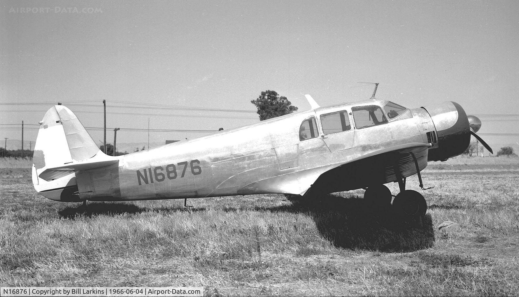 N16876, 1937 Fairchild F-45 C/N 4012, Metalized fuselage. At Newman, CA, in 1966.