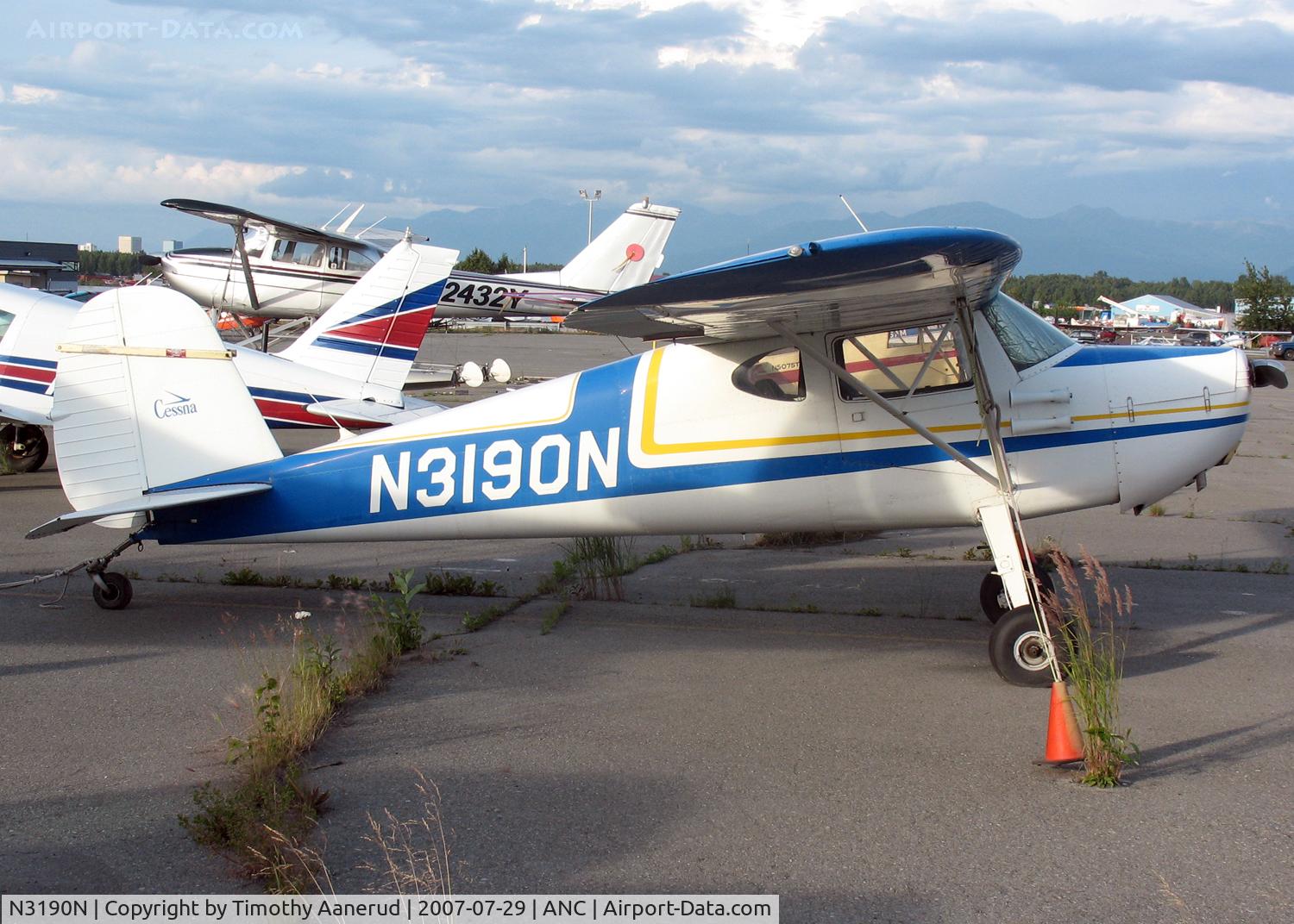 N3190N, 1947 Cessna 140 C/N 13448, General Aviation Parking area at Anchorage International