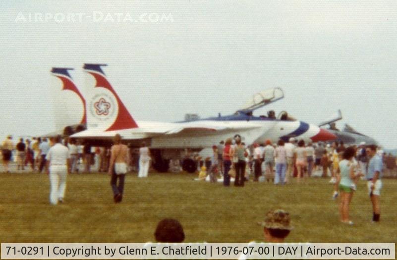 71-0291, 1973 McDonnell Douglas F-15B-4-MC Eagle C/N 0012/B002, TF-15A at the Dayton International Air Show.  Later became F-15B, now a battle-damage training airframe