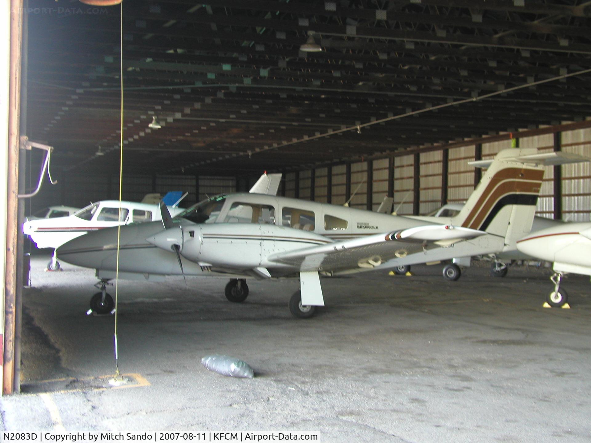 N2083D, 1978 Piper PA-44-180 Seminole C/N 44-7995126, Parked inside the Thunderbird Aviation Hangar.
