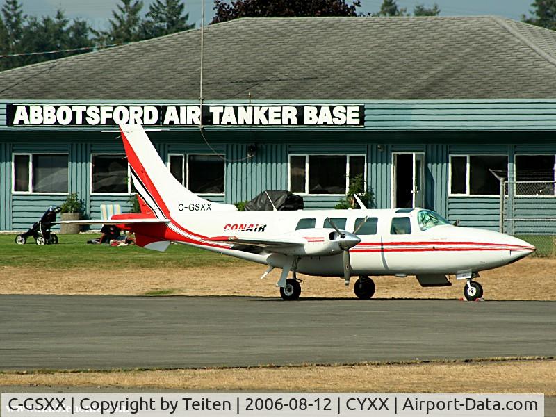 C-GSXX, 1977 Ted Smith Aerostar 600 C/N 60-0430-146, Seen during the 2006 Abbotsford Airshow in front of the building from Abbotsford Air Tanker Base - Part of the Conair firefighting fleet