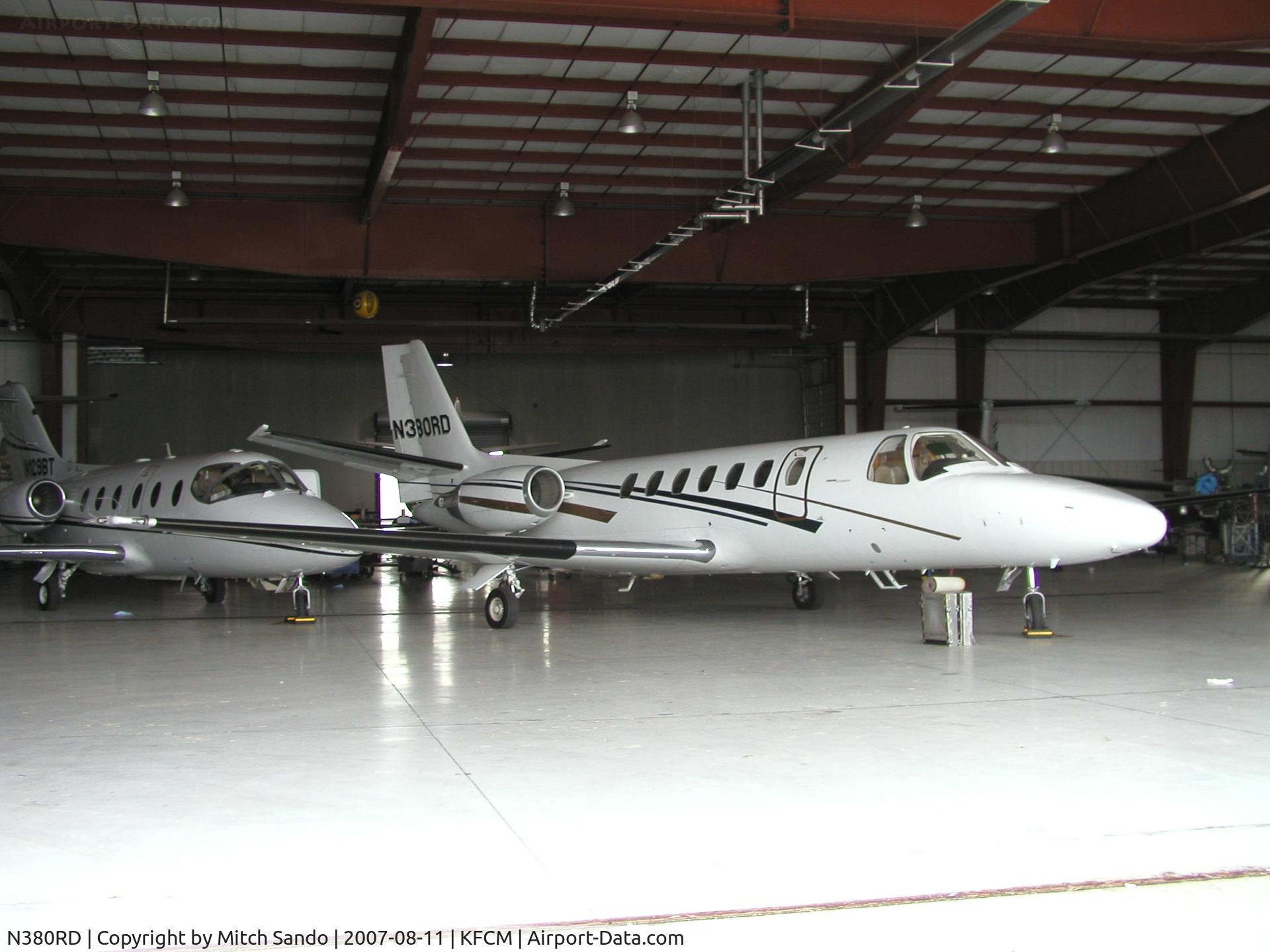N380RD, 1989 Cessna 560 Citation V C/N 560-0026, Parked inside the Executive Aviation Hangar.
