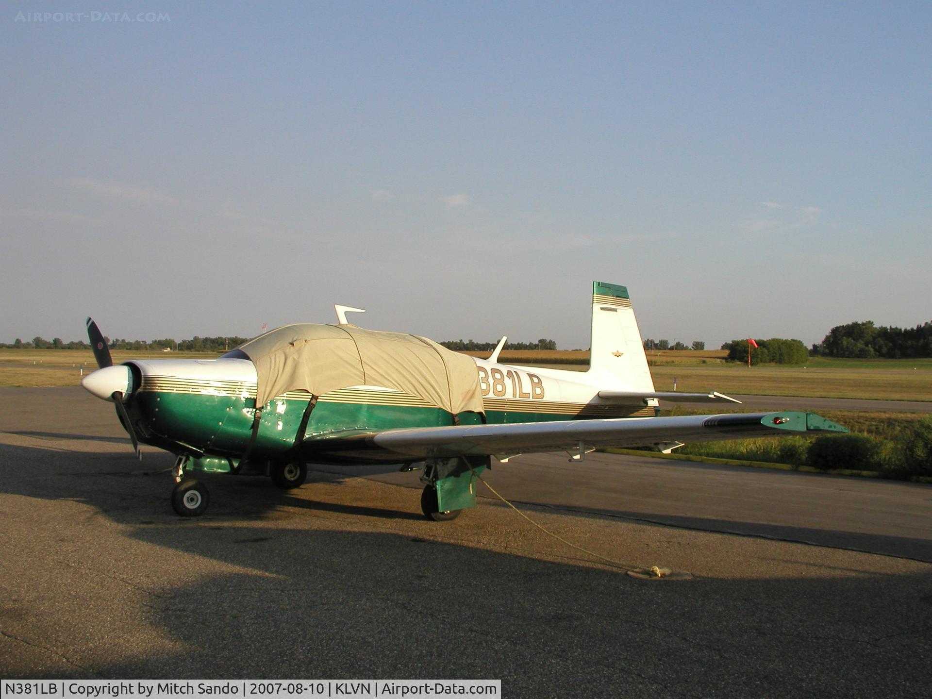 N381LB, 1970 Mooney M20F Executive C/N 700045, Parked on the ramp at Airlake.
