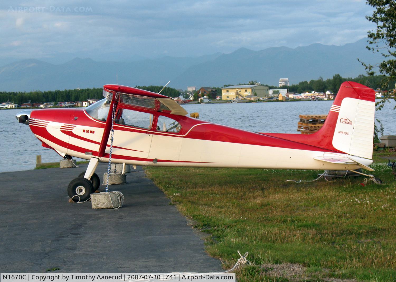 N1670C, 1953 Cessna 180 C/N 30370, Parked by Lake Hood