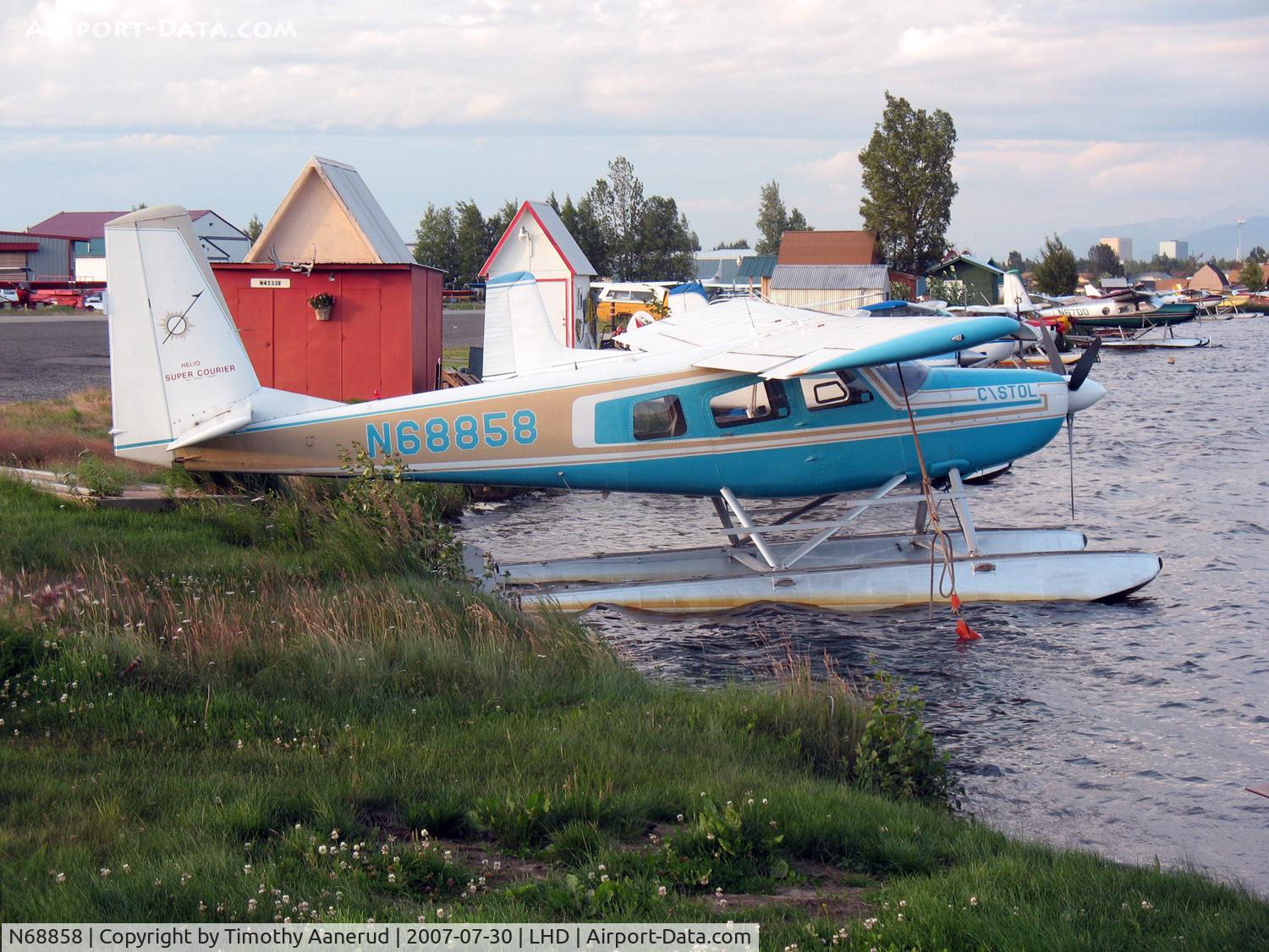 N68858, 1973 Helio H-295-1400 Super Courier C/N 1464, Moored at Lake Hood