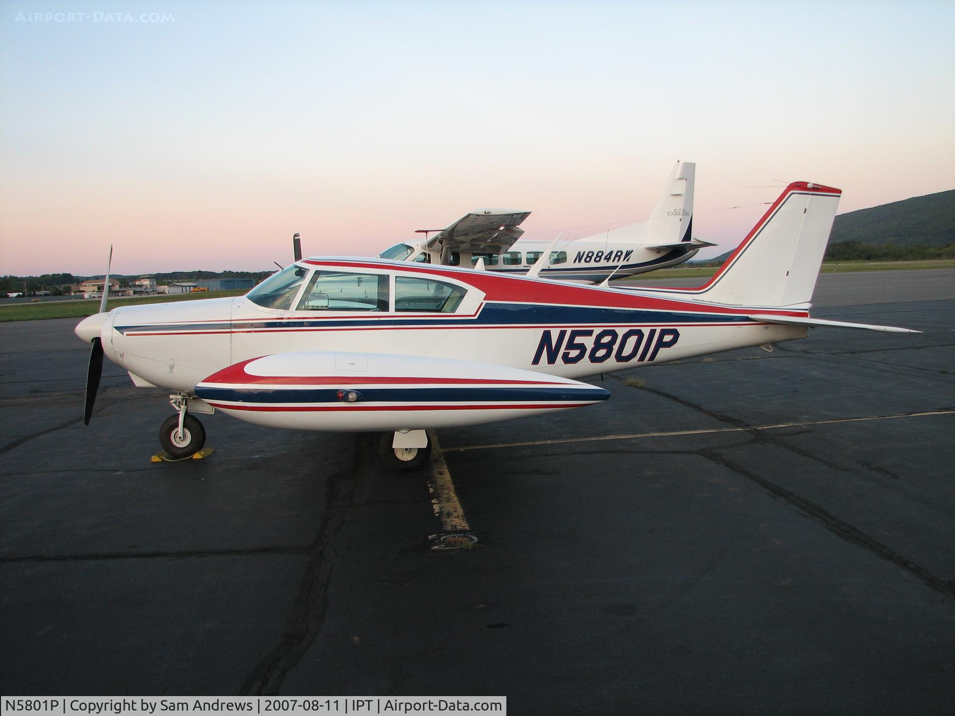 N5801P, 1959 Piper PA-24-250 Comanche C/N 24-881, Just before sundown.  Nice looking Comanche.