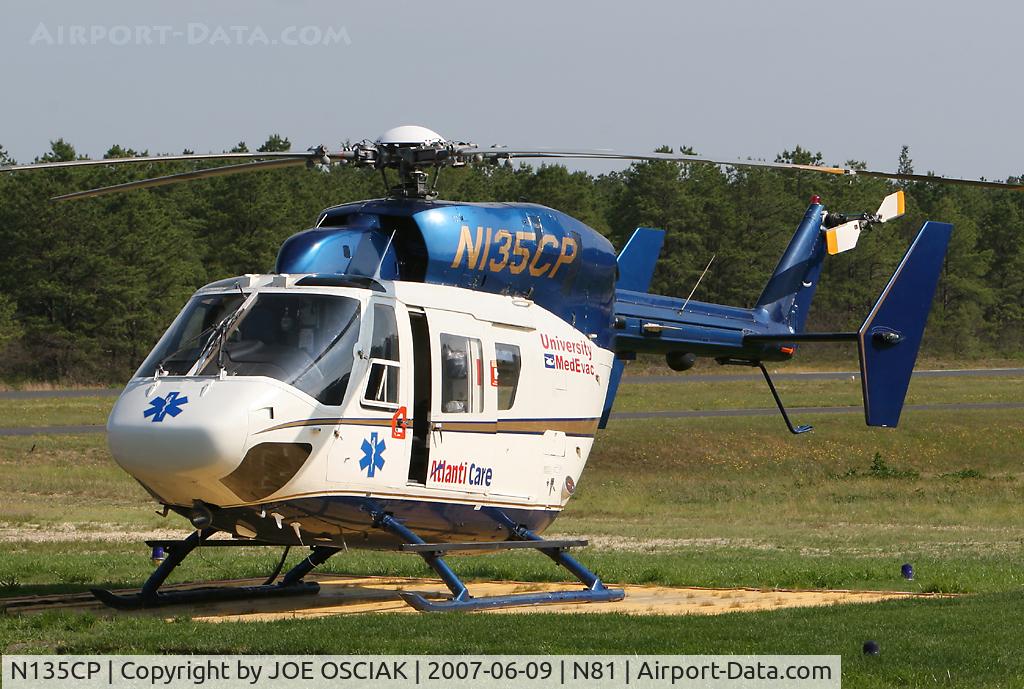 N135CP, 1983 Eurocopter-Kawasaki BK-117A-3 C/N 7014, Waiting for it's next call at Hammonton