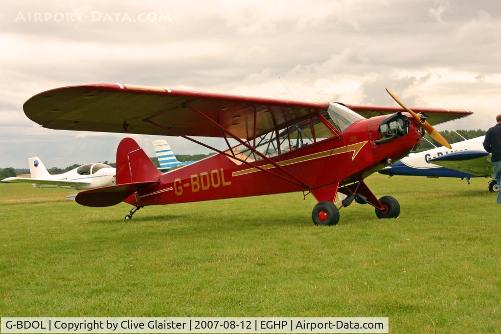 G-BDOL, 1945 Piper J3C-65 Cub Cub C/N 13186, Ex: 45-4446 > F-BCPC > G-BDOL - Originally owned to, Allman & Son (Redhill) Ltd in December 1975 and currently in private hands since March 1995.