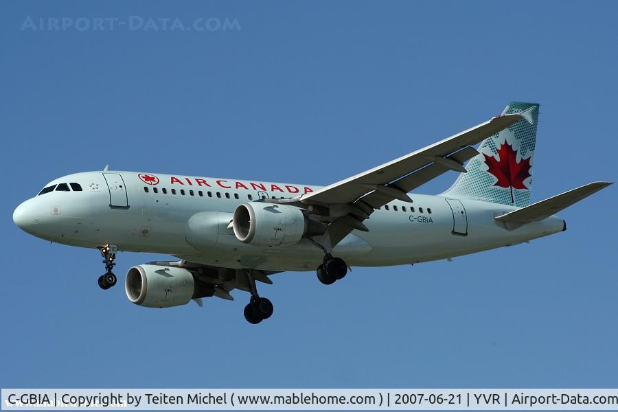 C-GBIA, 1998 Airbus A319-114 C/N 817, Landing in Vancouver on the afternoon of June 21st 2007