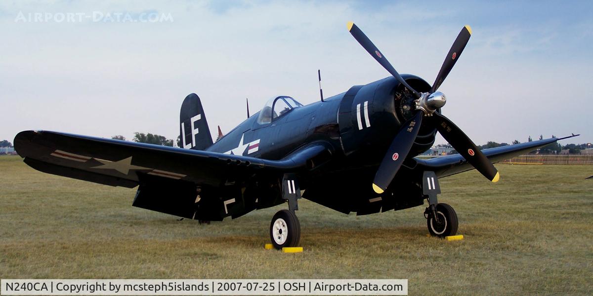 N240CA, 1945 Vought F4U-4 Corsair C/N 9513, 1945 F4U-4 at Oshkosh Flight Line