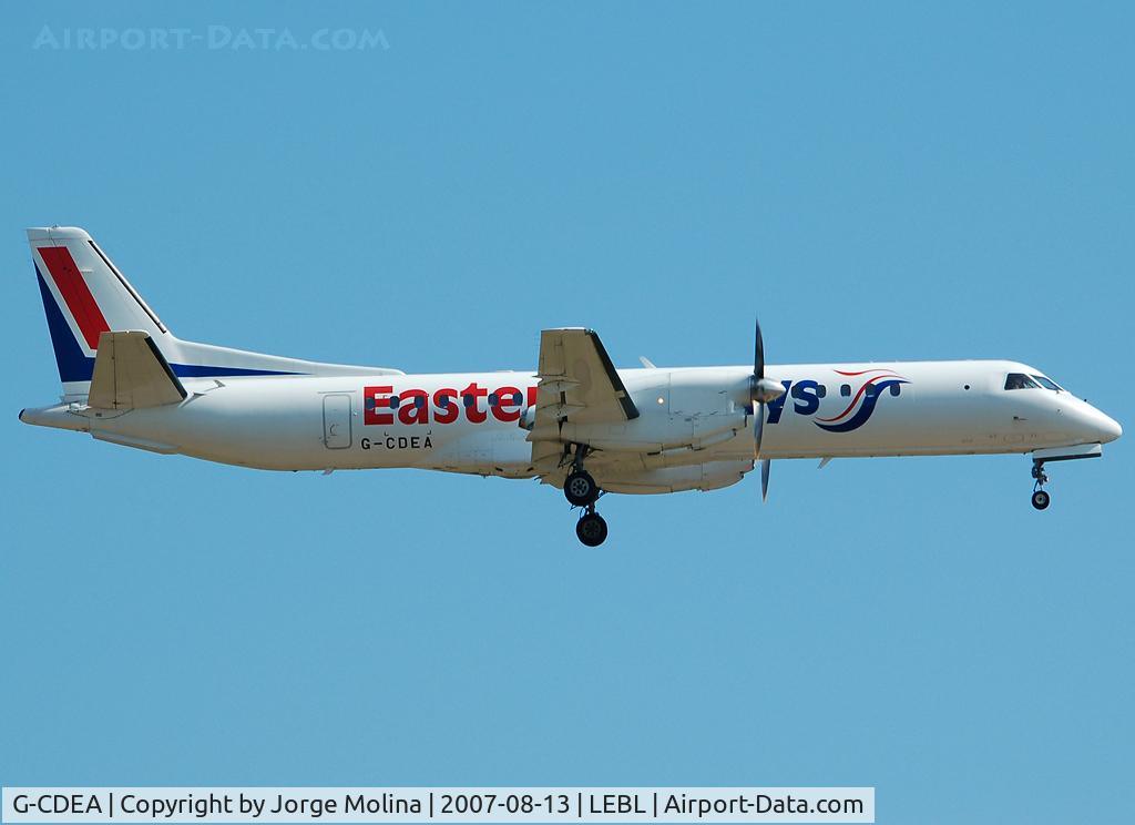 G-CDEA, 1994 Saab 2000 C/N 2000-009, Operated by Lagun Air (Spanish Airline) for the summer season.
