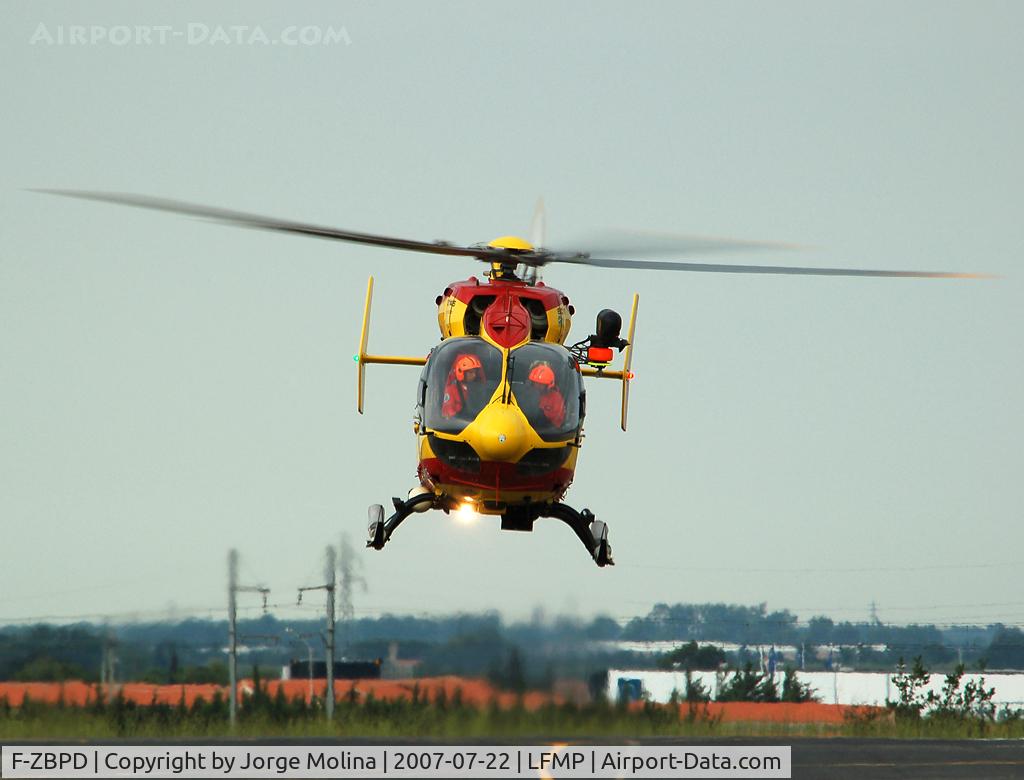 F-ZBPD, 2002 Eurocopter-Kawasaki EC-145 (BK-117C-2) C/N 9010, Arriving at PGF in flight MEDEVAC.