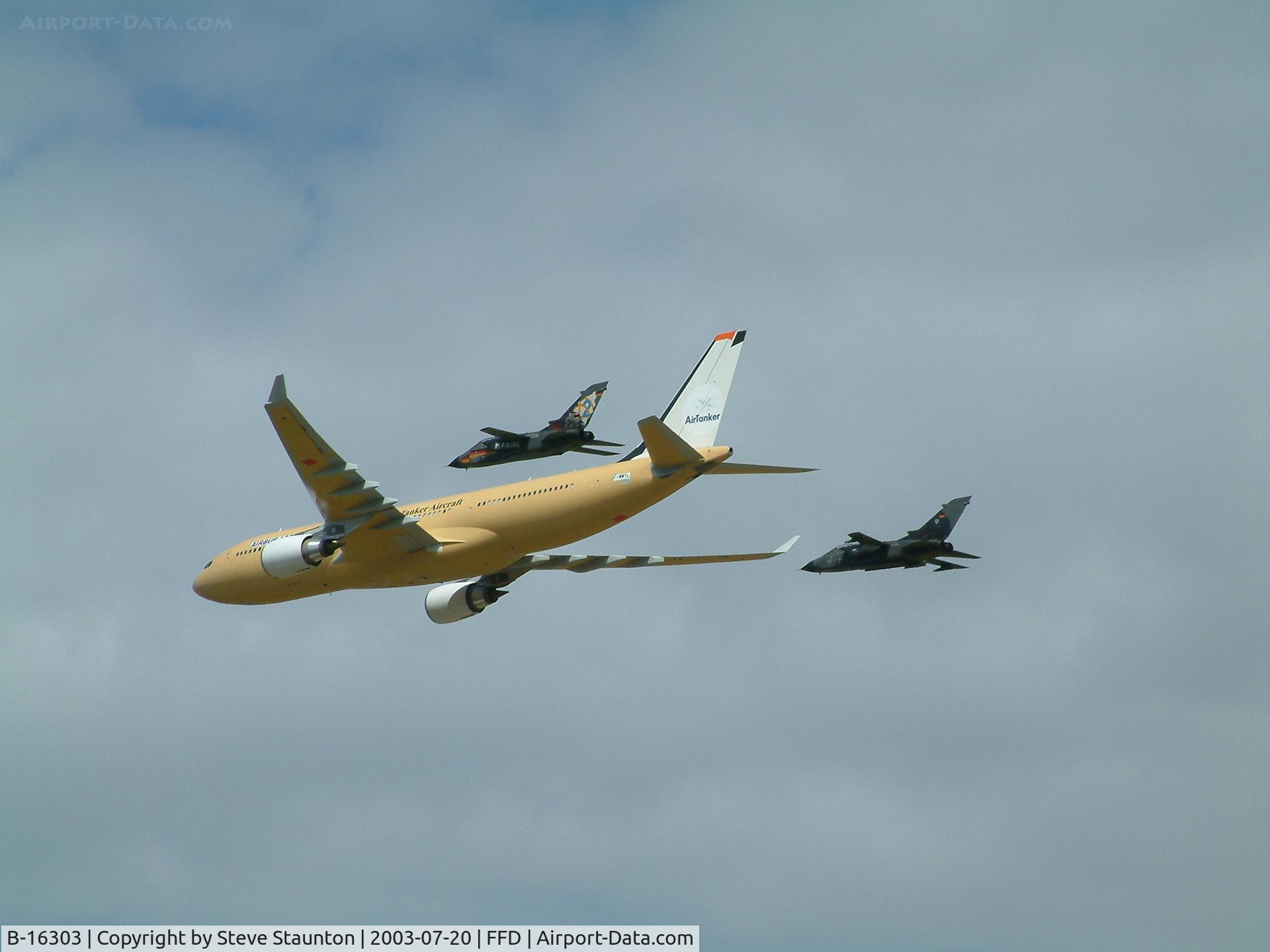 B-16303, 2003 Airbus A330-203 C/N 555, Royal International Air Tattoo 2003 - note wearing Airbus No. F-WWYL