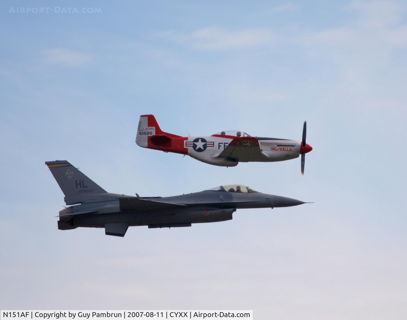 N151AF, 1945 North American P-51D Mustang C/N 45-11525, USAF Heritage Flight P-51D & F-16