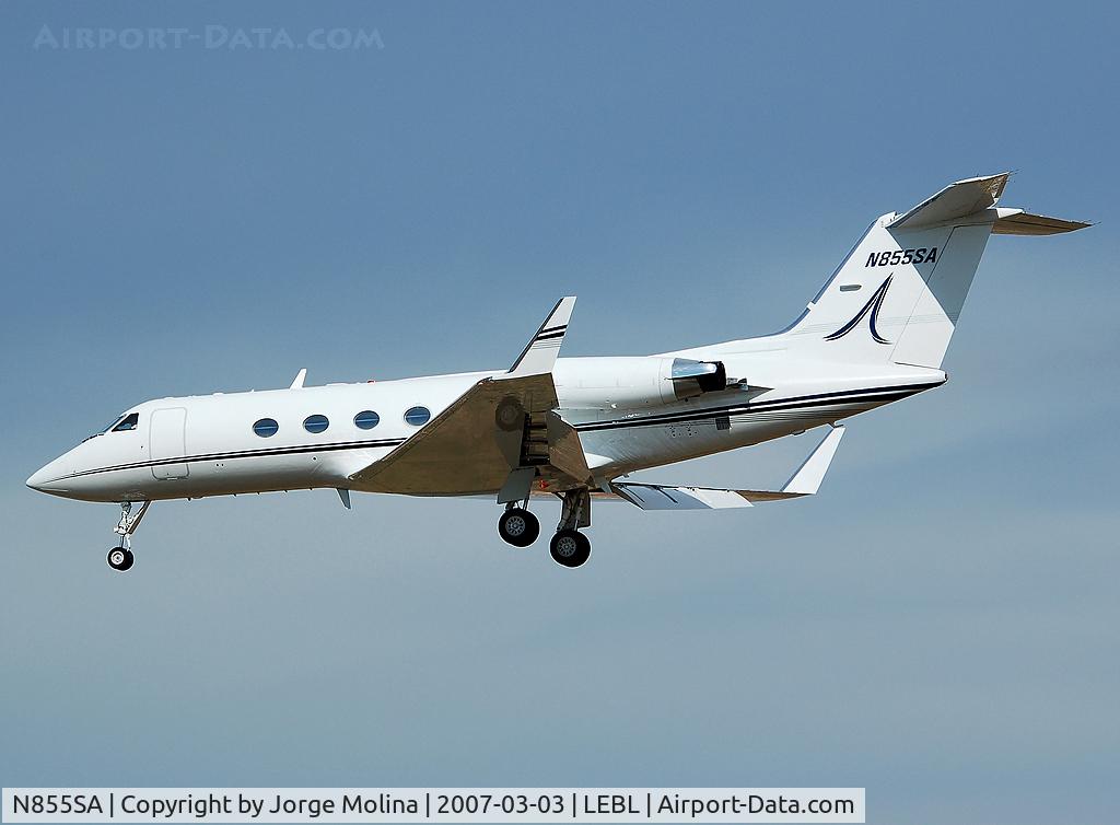 N855SA, 1982 Gulfstream American G-1159A Gulfstream III C/N 363, Approach RWY 25R to land.