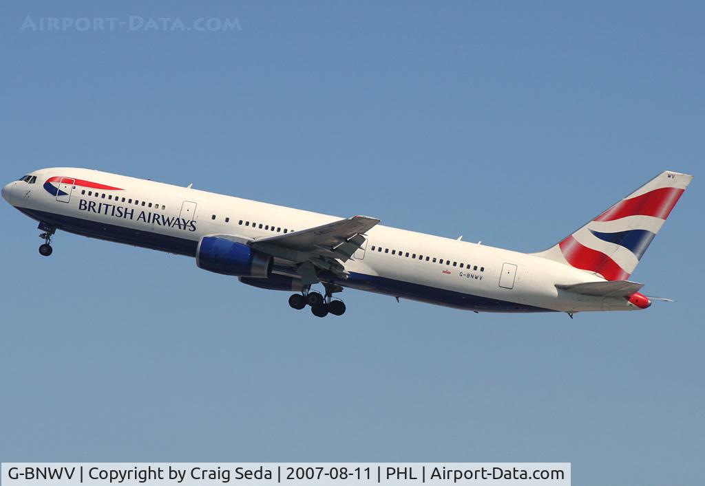 G-BNWV, 1993 Boeing 767-336 C/N 27140, An extremely rare morning Speedbird departure from PHL.