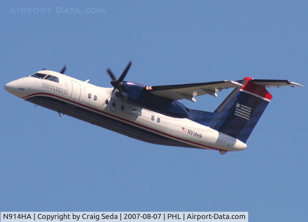 N914HA, 1986 De Havilland Canada DHC-8-102 Dash 8 C/N 053, One of the first two Dash-8s to get the new US Airways Express livery.