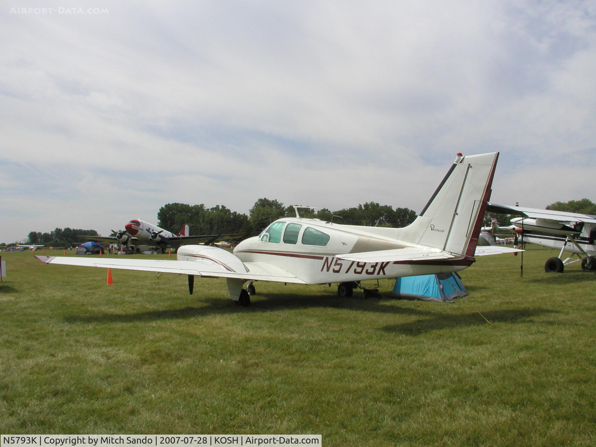 N5793K, 1964 Beech 95-B55 (T42A) Baron C/N TC-749, EAA AirVenture 2007.