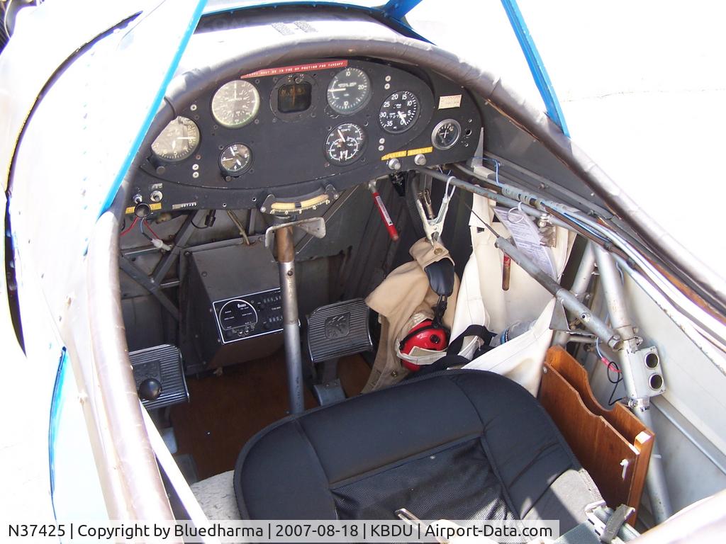 N37425, Fairchild (Aeronca) PT-23A Cornell C/N 4043AE, Parked for display at Boulder open house (cockpit view)