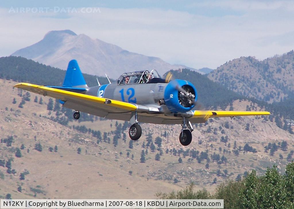 N12KY, 1943 North American SNJ-5 Texan Texan C/N 90995, The Spirit of '44 landing at Boulder.