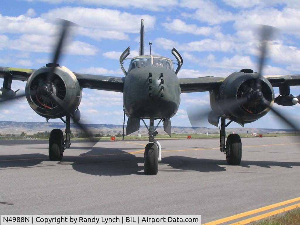 N4988N, 1964 Douglas-On Mark B-26K Counter Invader C/N 27477 (was 44-34198), IF 679 doing run up in Billings MT