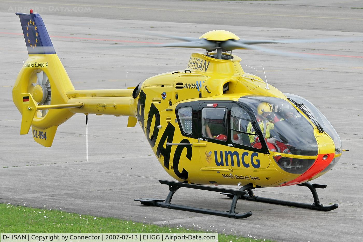 D-HSAN, Eurocopter EC-135P-2 C/N 0276, Refueling at the airport and then back to the hospital.