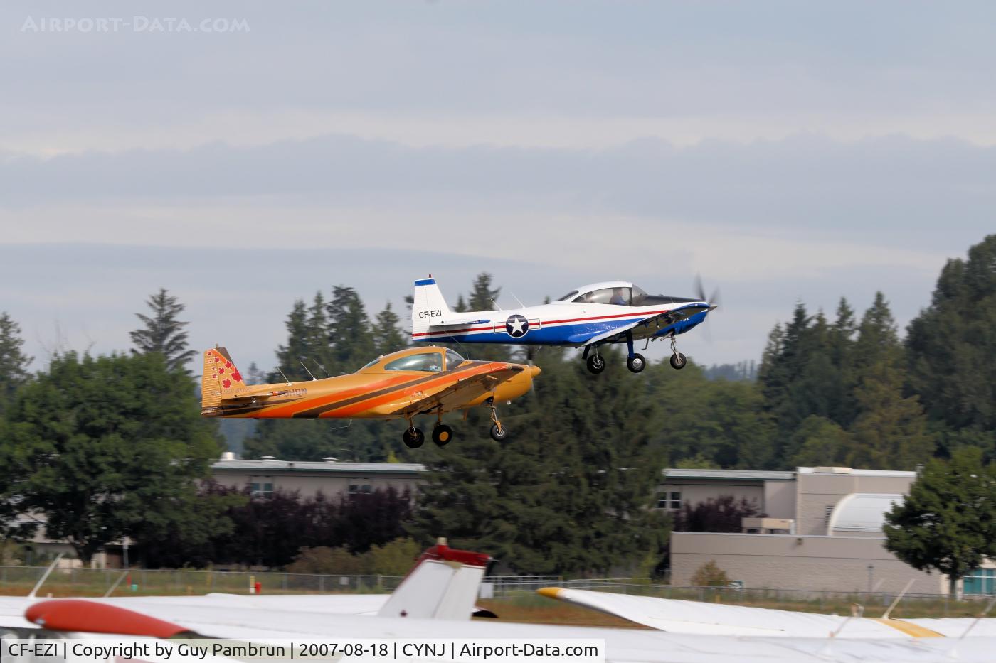CF-EZI, 1946 North American Navion (NA-145) C/N NAV-4-399, Two of 4 taking off . Part of the 