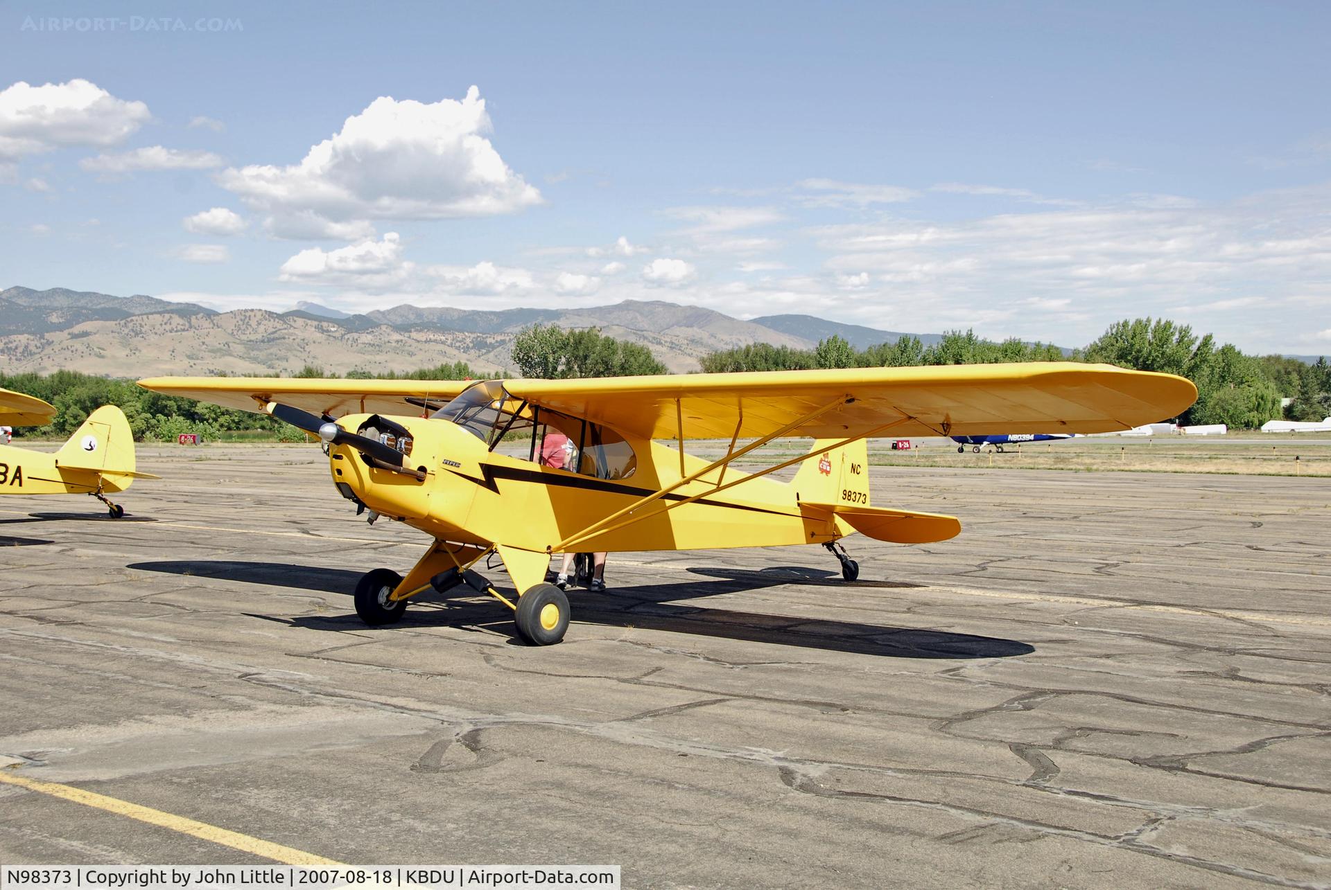 N98373, 1946 Piper J3C-65 Cub Cub C/N 18550, Another Beautiful Piper on the ramp at Boulder Open House