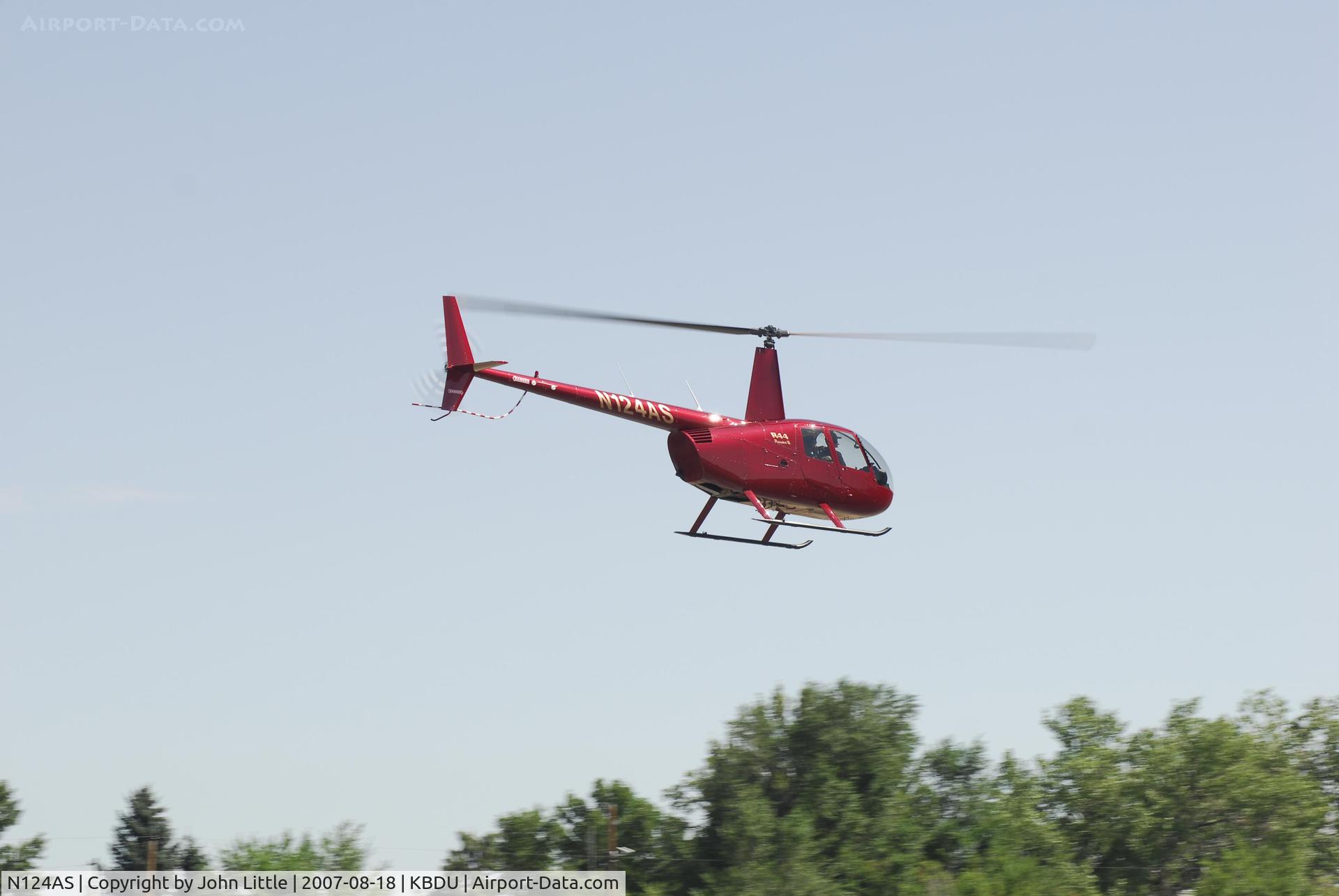 N124AS, 2006 Robinson R44 II C/N 11232, Robinson struting its stuff at the Boulder Open House