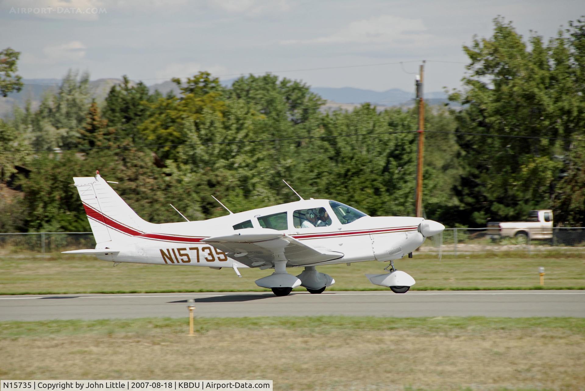 N15735, 1972 Piper PA-28-235 C/N 28-7310071, Piper departing during Boulder Open House