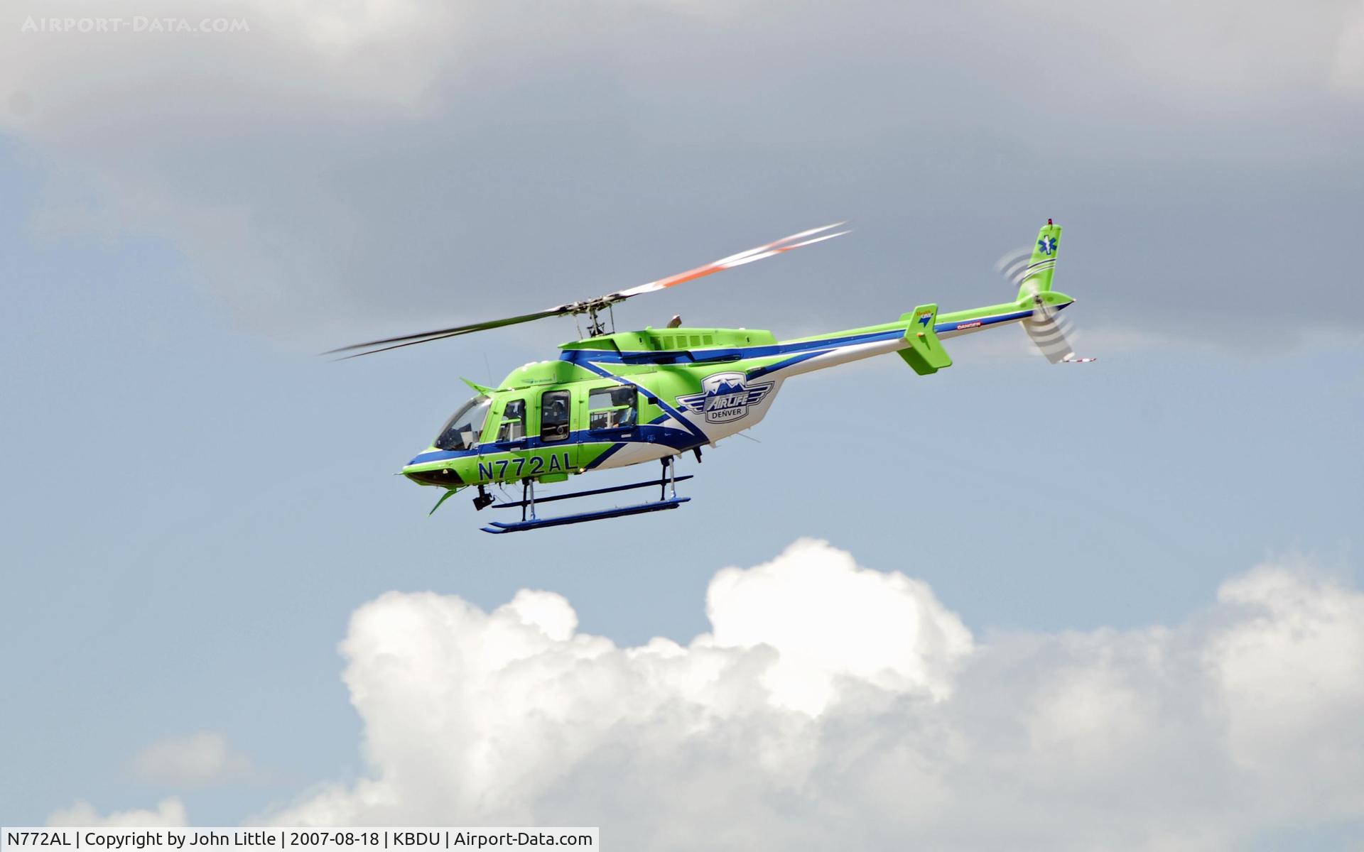 N772AL, 1996 Bell 407 C/N 53040, Time to get back to work after show at Boulder Open House