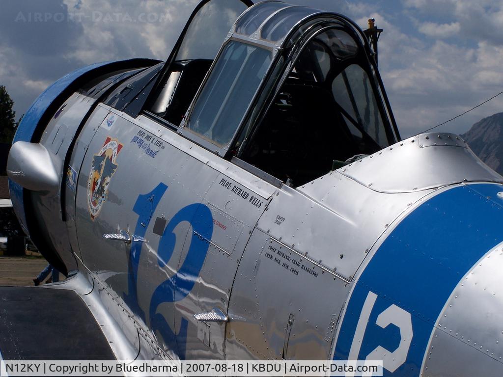 N12KY, 1943 North American SNJ-5 Texan Texan C/N 90995, The Spirit of '44 parked on display at Boulder Open House.