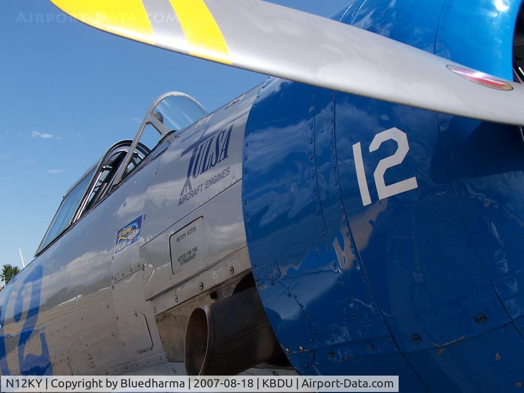 N12KY, 1943 North American SNJ-5 Texan Texan C/N 90995, The Spirit of '44 parked on display at Boulder Open House.