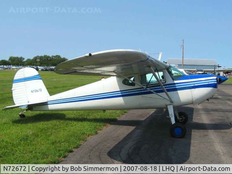 N72672, 1946 Cessna 140 C/N 9848, On the ramp at Lancaster, OH