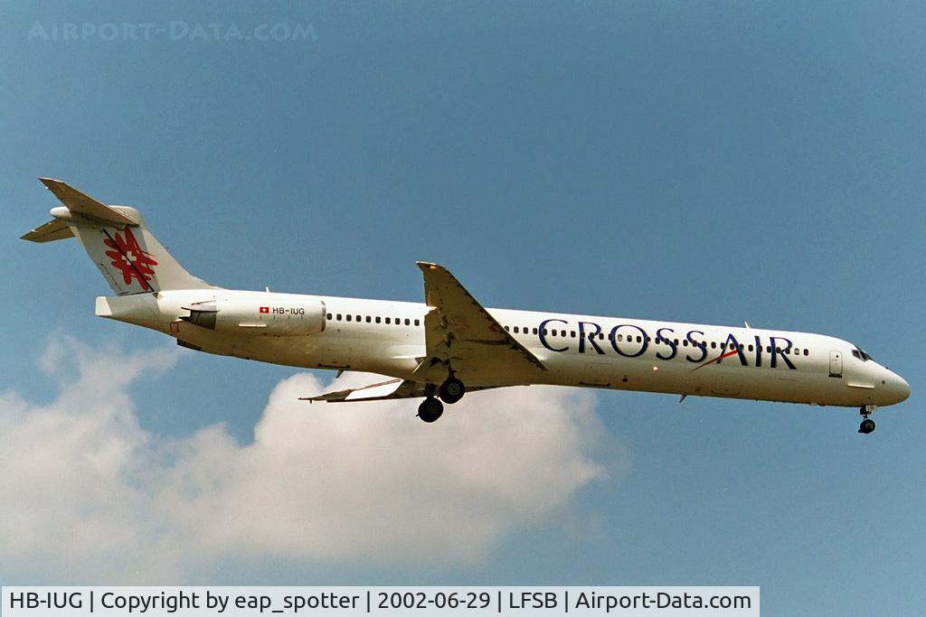 HB-IUG, 1990 McDonnell Douglas MD-83 (DC-9-83) C/N 53149, on final for runway 34