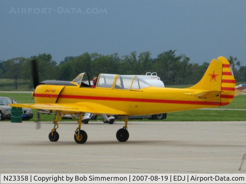 N23358, 1983 Yakovlev Yak-52 C/N 833107, Airline Pilot Jay Hodge's Yak at Airfest 2007 - Bellefontaine, OH