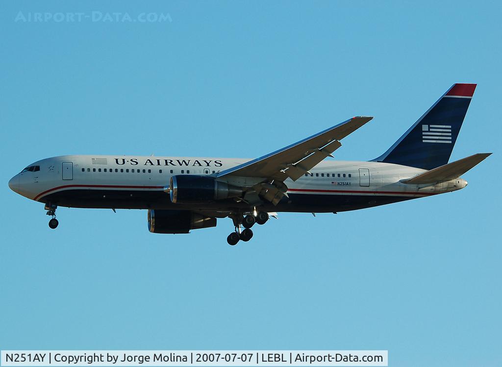 N251AY, 1990 Boeing 767-2B7 C/N 24764, Coming to BCN in the morning from Philadelphia(USA 742).