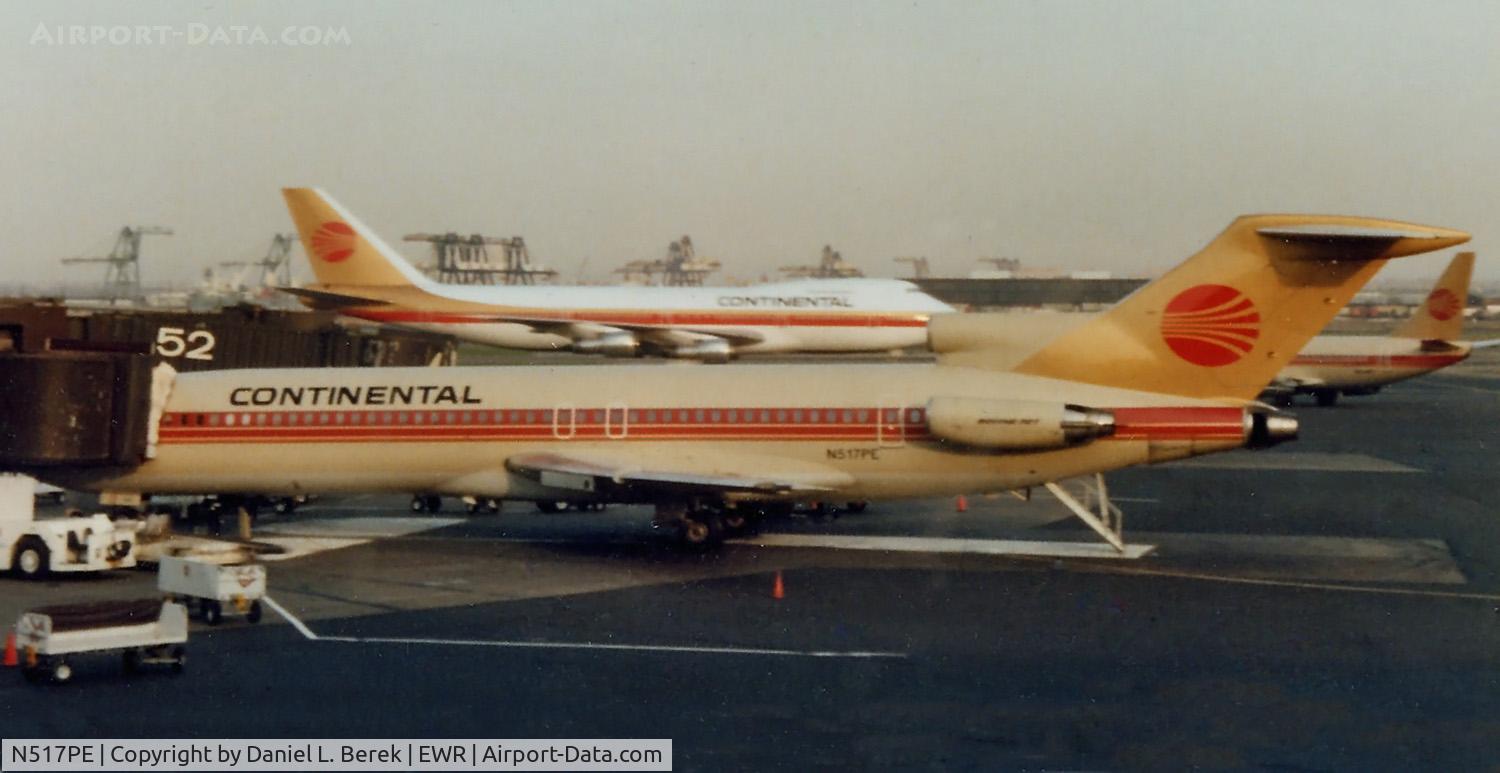 N517PE, 1973 Boeing 727-232 C/N 20640, This CO 727-232, seen in 1987, wears a hybrid scheme, revealing its previous PeoplExpress identity.  This aircraft was originally delivered to Delta in 1973 and was serving Allego in 2006 as XA-ABL.