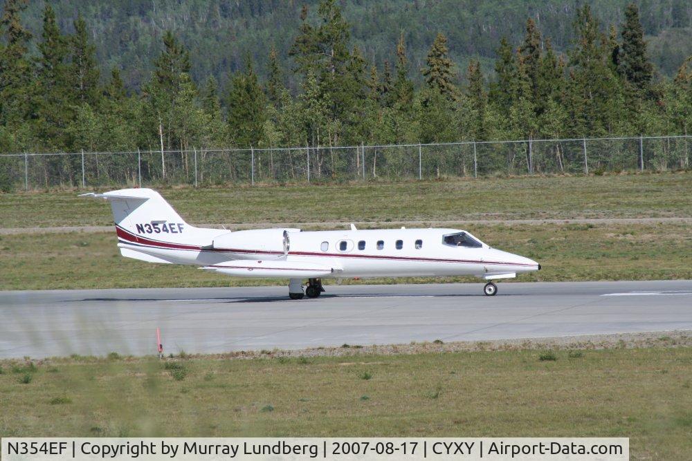 N354EF, 1981 Gates Learjet 35A C/N 35A-378, On take-off roll at Whitehorse, Yukon Territory (CYXY).
