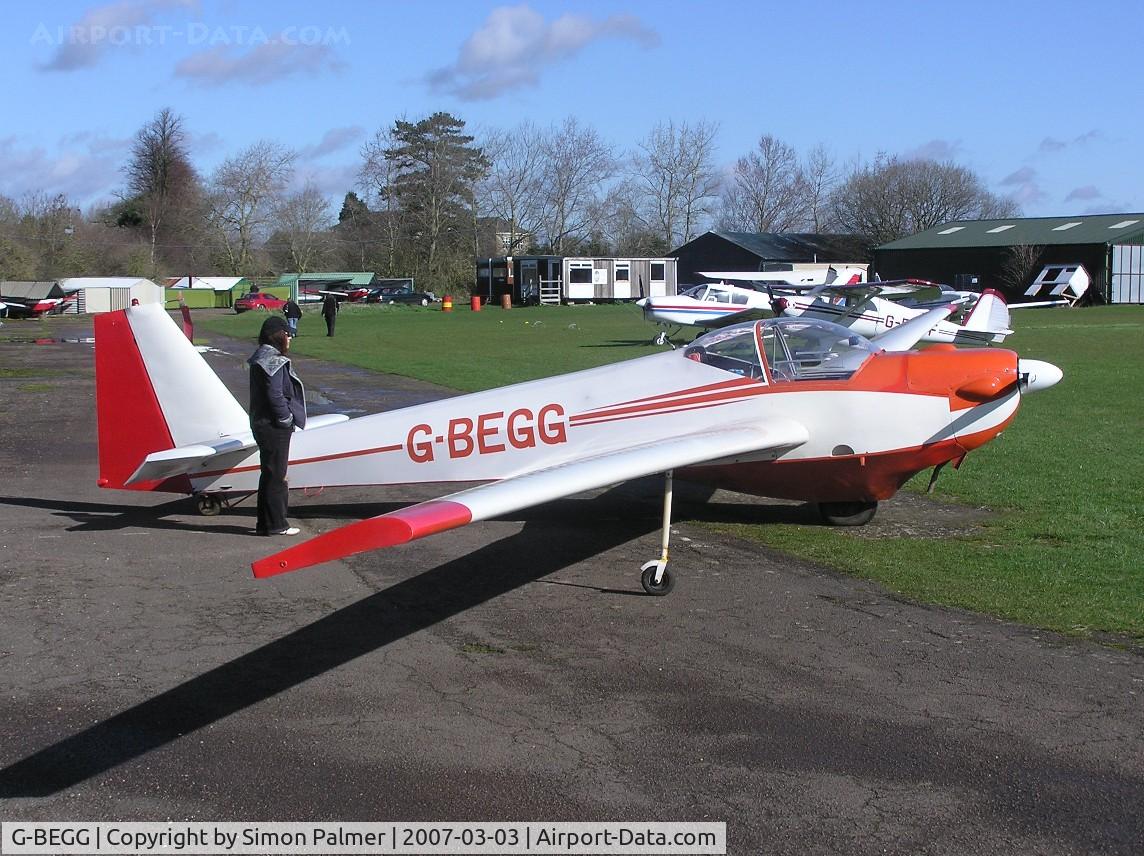 G-BEGG, 1976 Scheibe SF-25E Super Falke C/N 4326, SF25 at Hinton-in-the-Hedges airfield