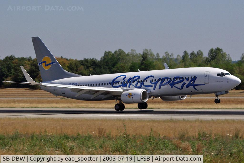 5B-DBW, 2003 Boeing 737-8Q8 C/N 30671, landing on runway 16