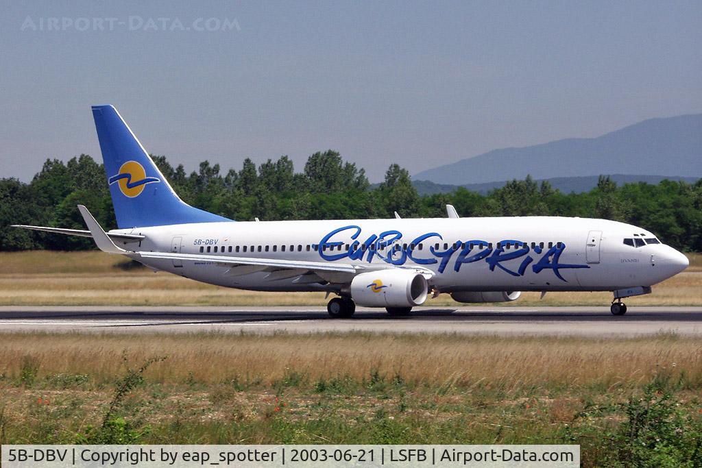 5B-DBV, 2003 Boeing 737-8Q8 C/N 30654, departing on runway 16 to Larnaca