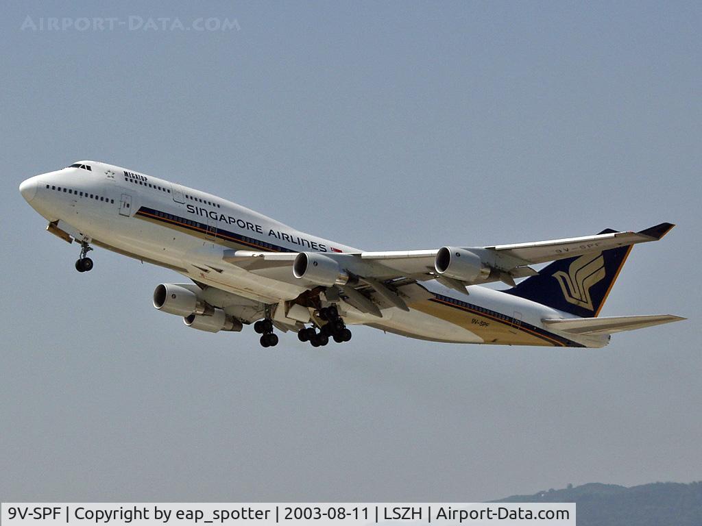 9V-SPF, 1995 Boeing 747-412 C/N 27071, departing to SIN