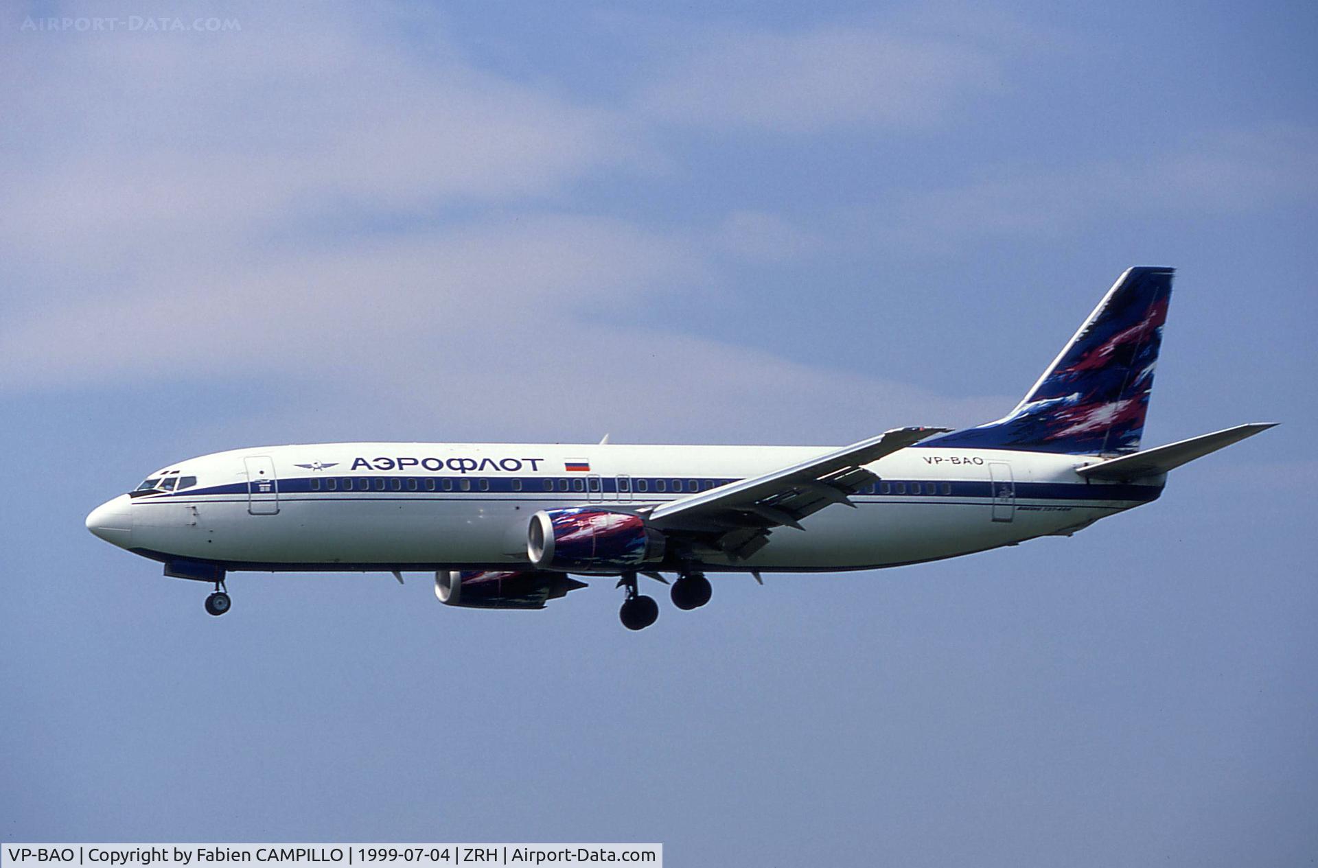 VP-BAO, 1998 Boeing 737-4M0 C/N 29207, Aeroflot