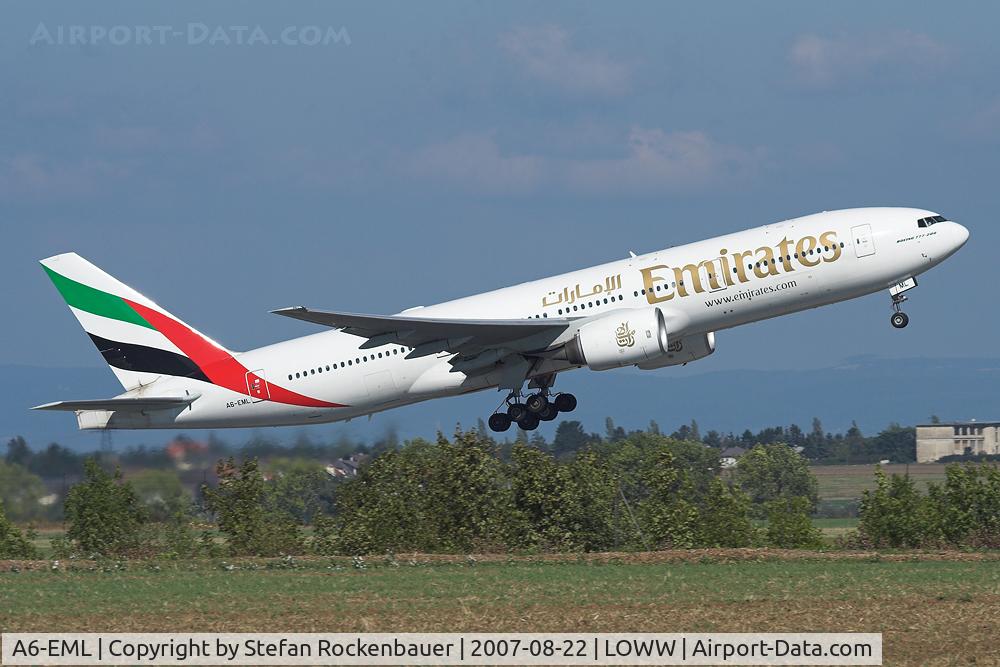 A6-EML, 1998 Boeing 777-21H/ER C/N 29325, Instead of the normal A330.